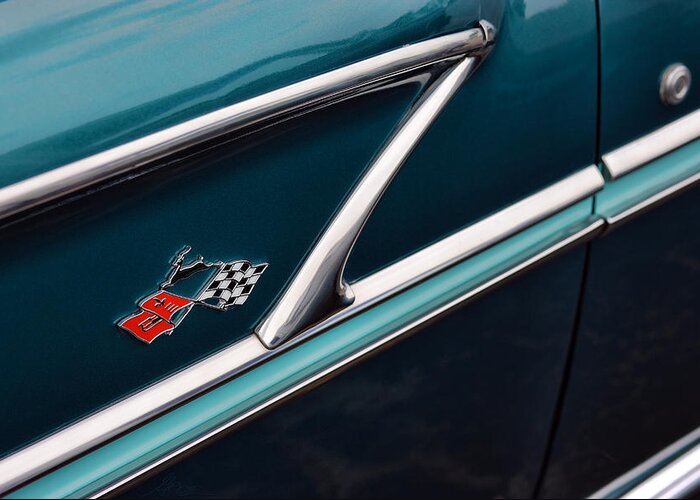 Teal Greeting Card featuring the photograph 1958 Chevrolet Bel Air by Gordon Dean II