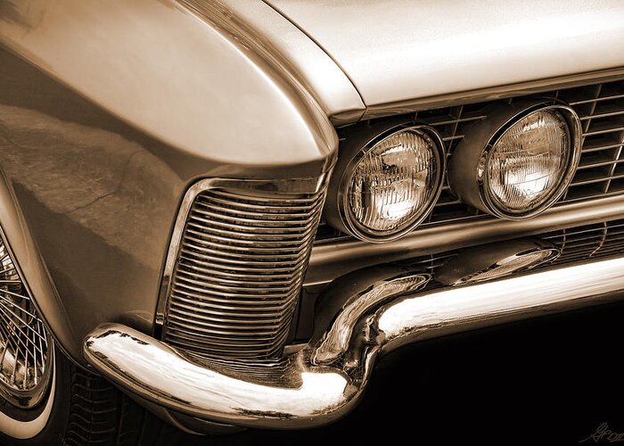 1963 Greeting Card featuring the photograph 1963 Buick Riviera Sepia by Gordon Dean II