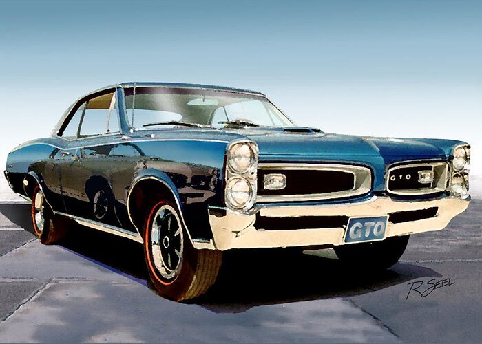 Pontiac Greeting Card featuring the painting 1966 Pontiac GTO by Rod Seel