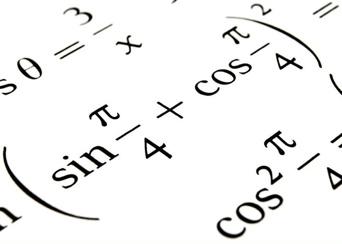 Calculation Greeting Card featuring the photograph Algebra formulas close up. #2 by Fernando Barozza