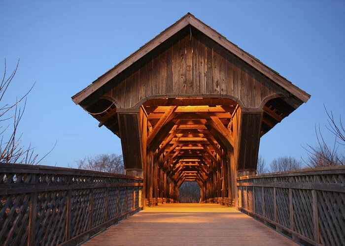 100324 Guelph Walking Bridge Greeting Card featuring the photograph Covered Bridge Guelph Ontario #2 by Nick Mares