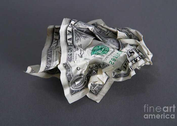Bill Greeting Card featuring the photograph Crumpled Money #2 by Photo Researchers, Inc.