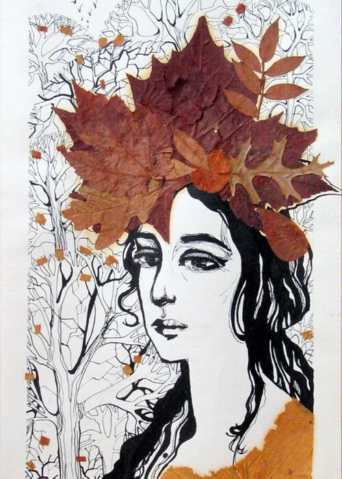  Greeting Card featuring the painting Fall by Valentina Plishchina