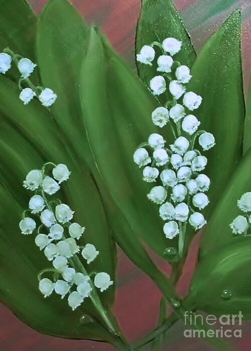 Floral Greeting Card featuring the painting Lily of the Valley #2 by Peggy Miller