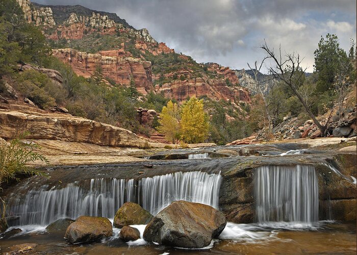 00438933 Greeting Card featuring the photograph Oak Creek In Slide Rock State Park #2 by Tim Fitzharris