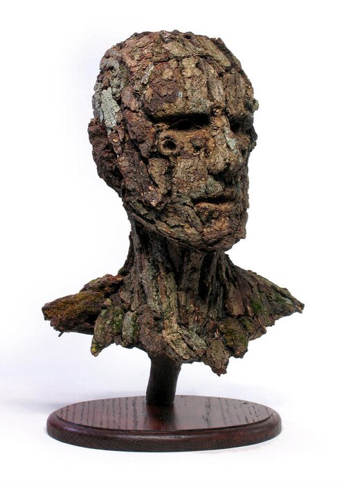 Art Greeting Card featuring the Revered A natural portrait bust sculpture by Adam Long #2 by Adam Long
