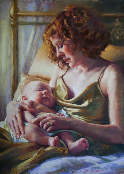 Maternal Greeting Card featuring the painting Devotion #3 by Jean Hildebrant