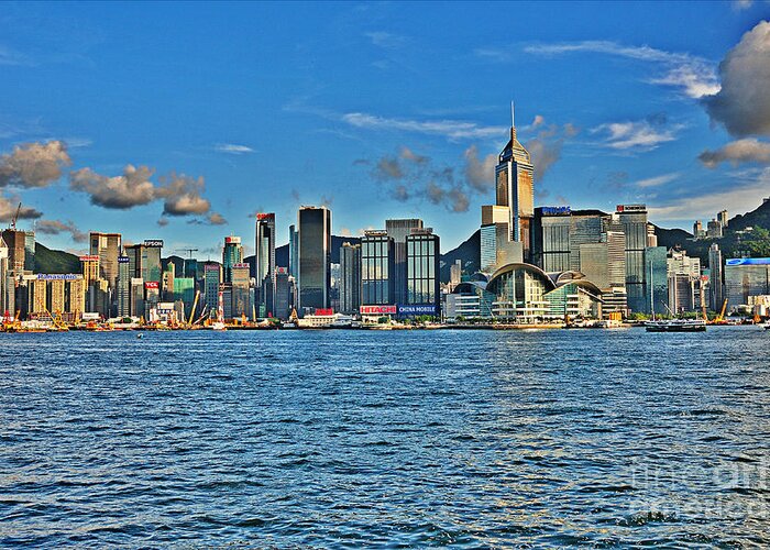 Asia Greeting Card featuring the photograph Hong Kong Harbour #5 by Joe Ng