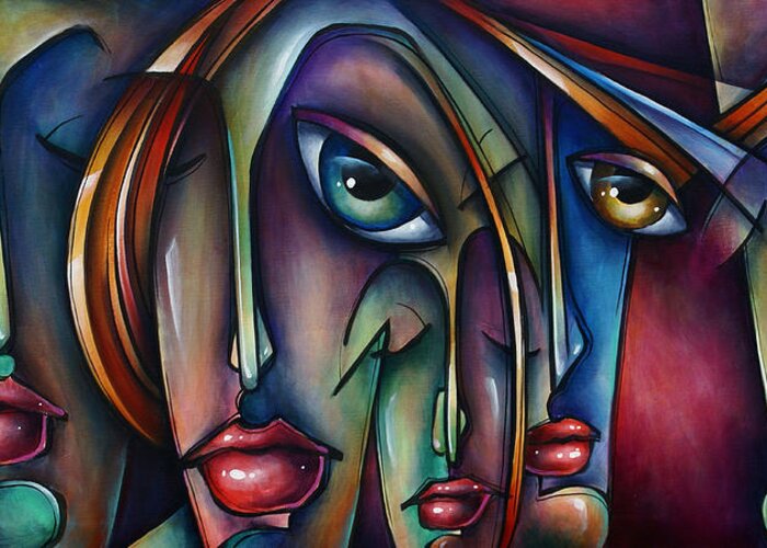 Portrait Greeting Card featuring the painting Urban Expressions #3 by Michael Lang