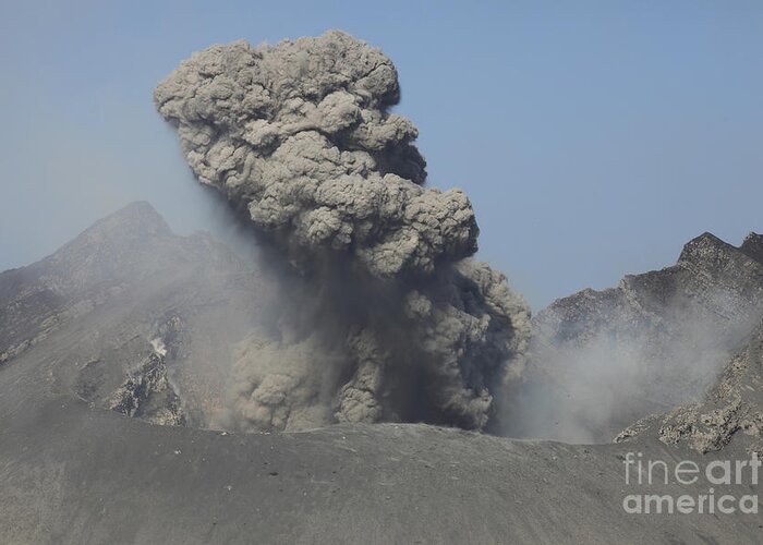 Japan Greeting Card featuring the photograph Ash Cloud Eruption From Sakurajima #4 by Richard Roscoe