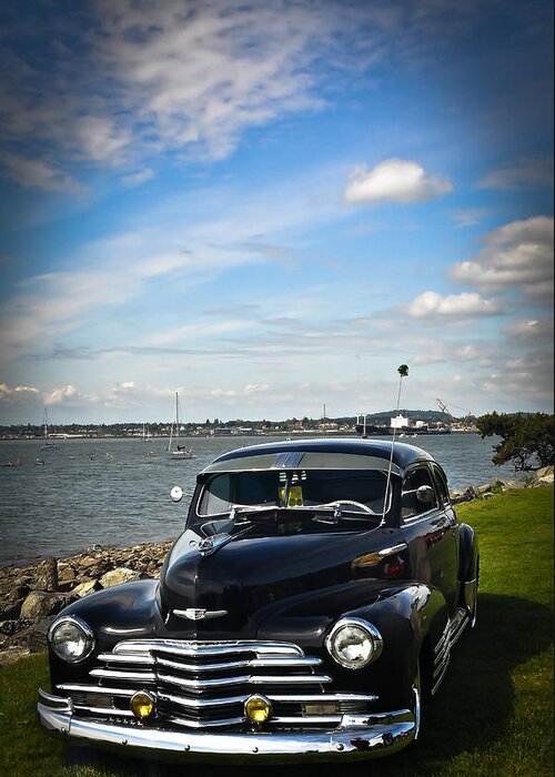 Bellingham Washington Greeting Card featuring the photograph '47 Chevy by the Bay #47 by Ronda Broatch