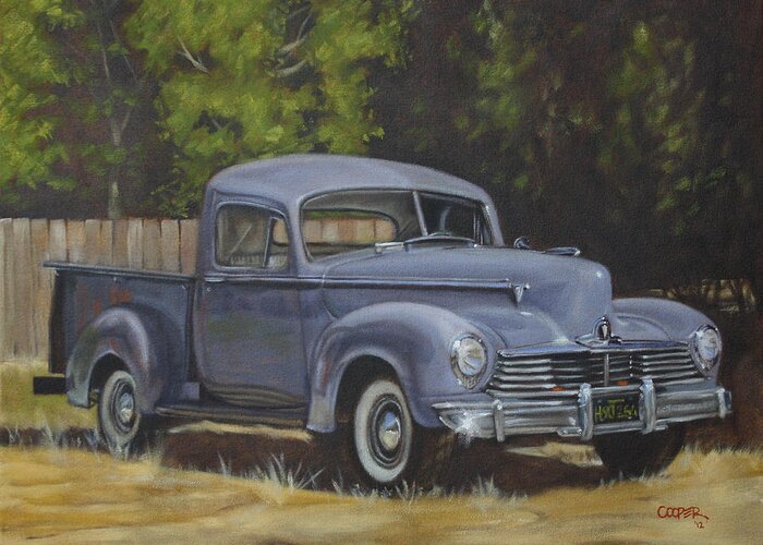 1947 Hudson Pickup Truck Oil Painting Greeting Card featuring the painting '47 Hudson by Todd Cooper