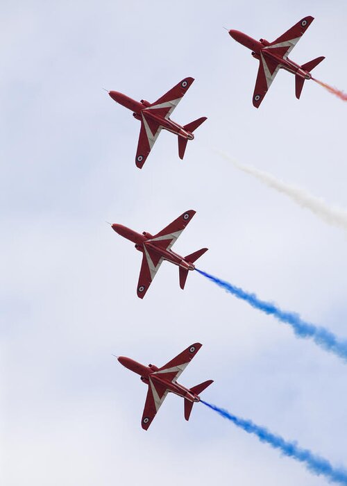 Red Greeting Card featuring the photograph The Red Arrows #5 by Ian Middleton