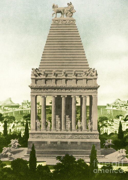 Art Greeting Card featuring the photograph 7 Wonders Of The World, Mausoleum by Photo Researchers
