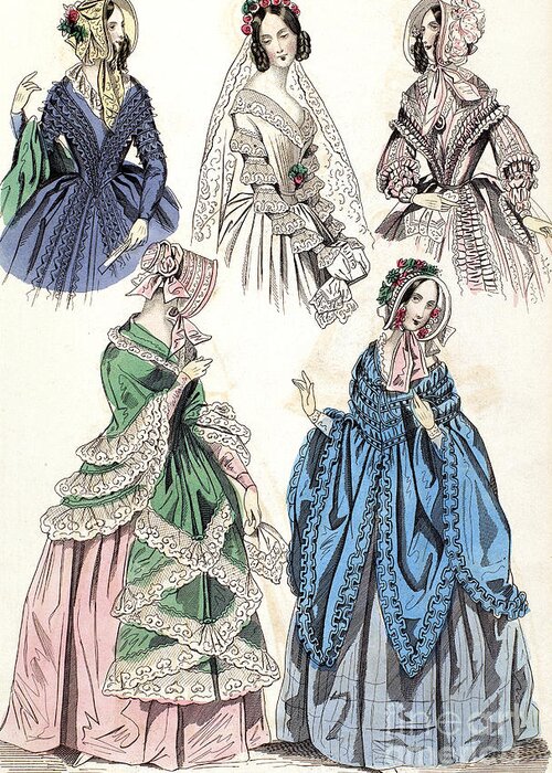 1842 Greeting Card featuring the photograph Womens Fashion, 1842 #8 by Granger