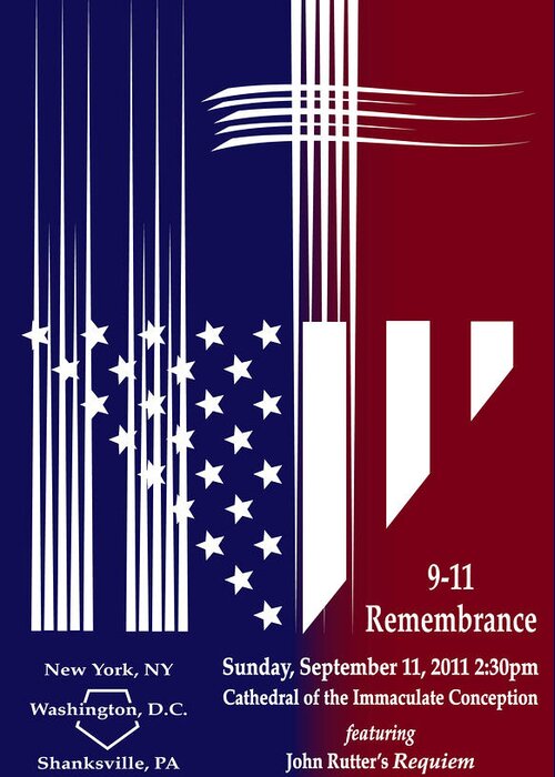 911 Greeting Card featuring the digital art 9-11 Rememberance by Jane Bucci