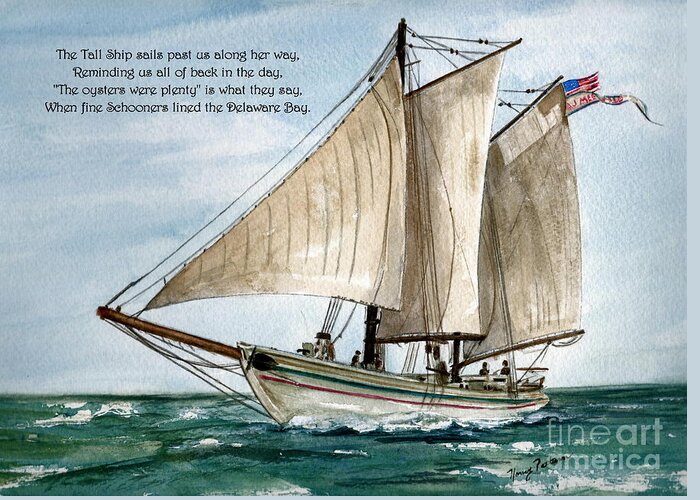 Aj Meerwald Greeting Card featuring the painting A Delightful Day on the Delaware Bay  by Nancy Patterson