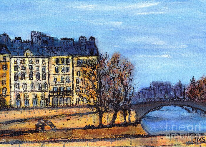 France Greeting Card featuring the painting A Glimpse of Paris No 3 by Jackie Sherwood