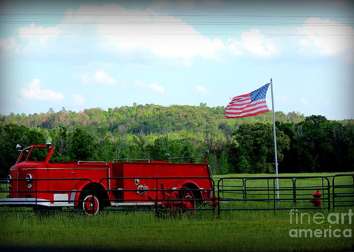 Old Fire Engines Greeting Card featuring the photograph A Tribute to the Fireman by Kathy White