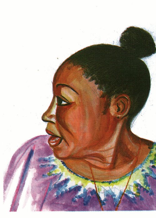 Portraits Greeting Card featuring the painting Abeti Masikini by Emmanuel Baliyanga