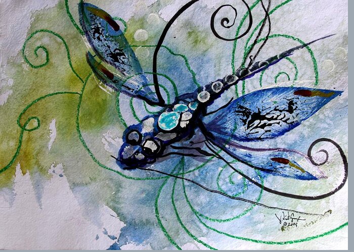 Dragonfly Greeting Card featuring the painting Abstract Dragonfly 10 by J Vincent Scarpace