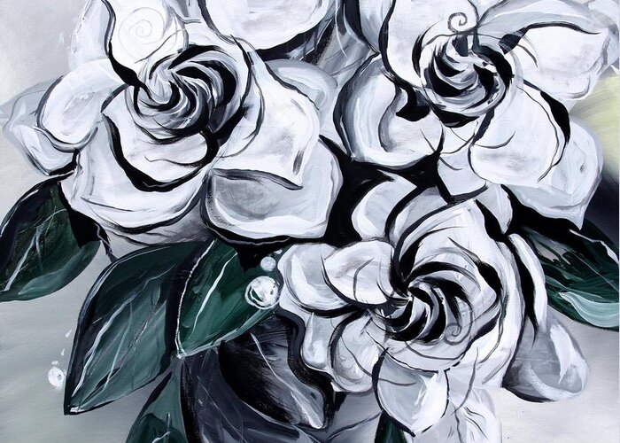 Gardenias Greeting Card featuring the painting Abstract Gardenias by J Vincent Scarpace