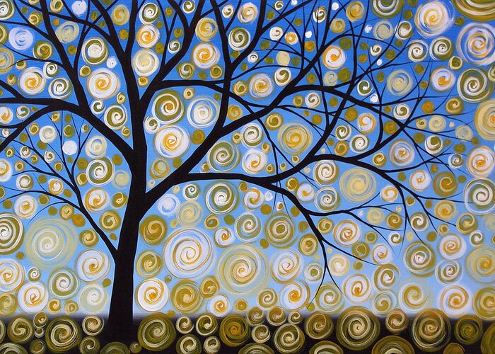 Tree Greeting Card featuring the painting Abstract Tree Nature Original Painting STARRY STARRY by Amy Giacomelli by Amy Giacomelli