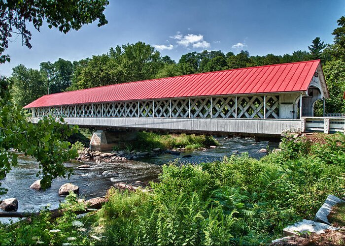 Covered Bridge Greeting Card featuring the photograph Achuelot Bridge by Fred LeBlanc