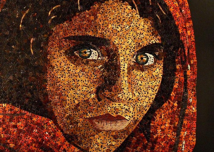 Afghan Girl Greeting Card featuring the mixed media Afghan Girl II by Doug Powell