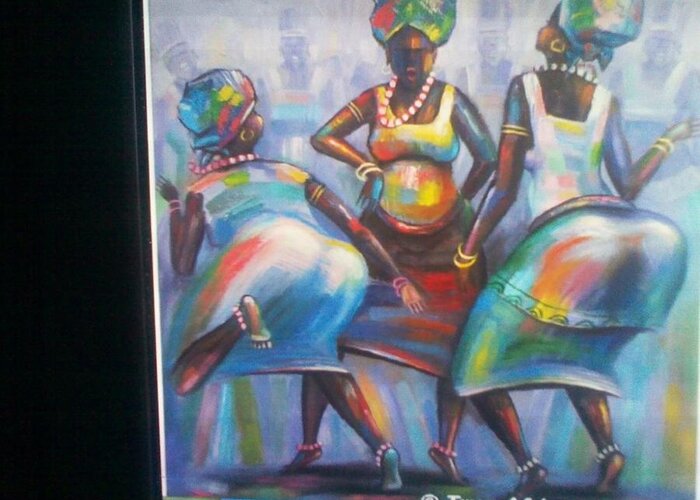  Greeting Card featuring the painting African Women by John