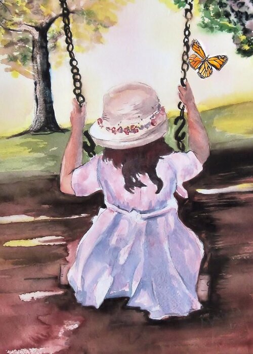 Child Greeting Card featuring the painting After Church by Myrna Migala