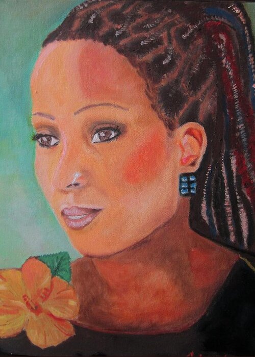 Singer Greeting Card featuring the painting Alison Hinds by Jennylynd James