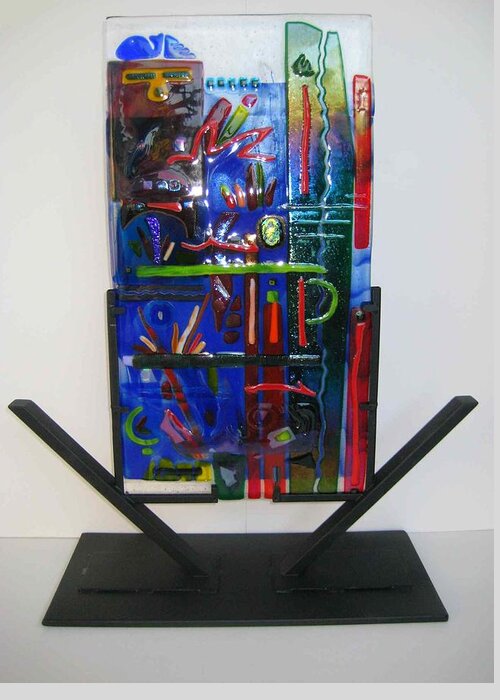 Fused Greeting Card featuring the sculpture American Graffiti by Mark Lubich
