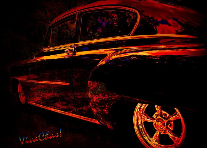 Car Greeting Card featuring the photograph American Racing Golden Hour De Luxe by Chas Sinklier