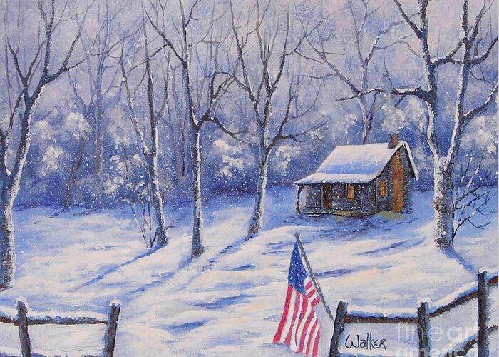 Winter Greeting Card featuring the painting American Winter by Jerry Walker