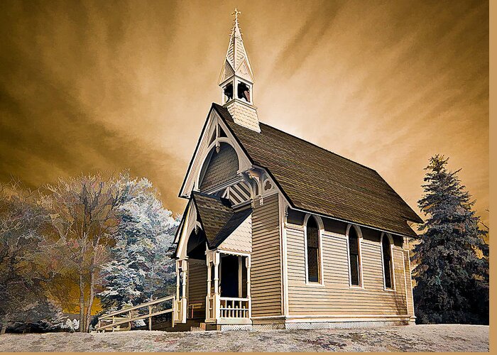 Infrared Greeting Card featuring the photograph Amityville Chapel by Steve Zimic