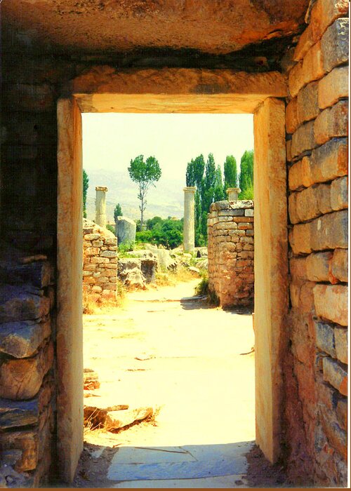 Greek Ruins Greeting Card featuring the photograph Ancient Doorway by Lou Ann Bagnall