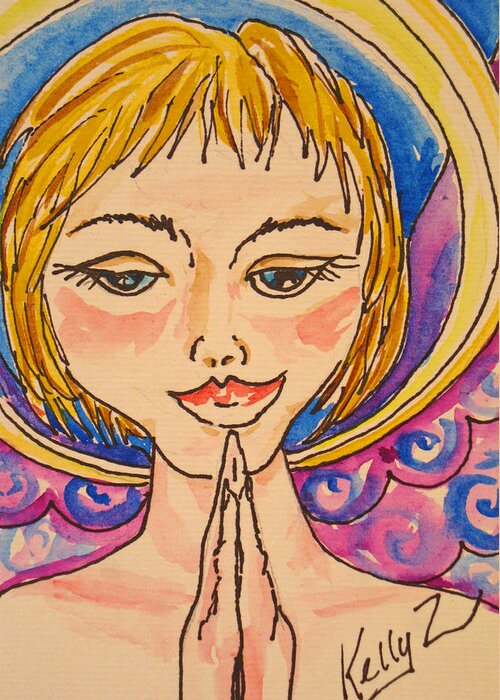 Guardian Angel Greeting Card featuring the painting Angelic Cathy by Kelly Smith