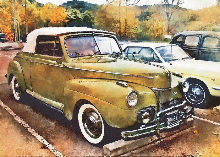 Antique Car Greeting Card featuring the digital art Antique Car by Mary Almond