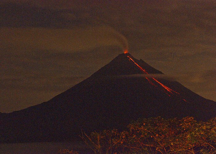 Landscape Greeting Card featuring the photograph Arenal By Night by John and Julie Black