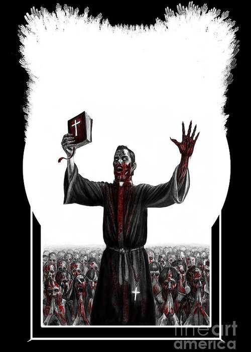 Zombie Greeting Card featuring the drawing As I Rule They Shall Follow by Tony Koehl