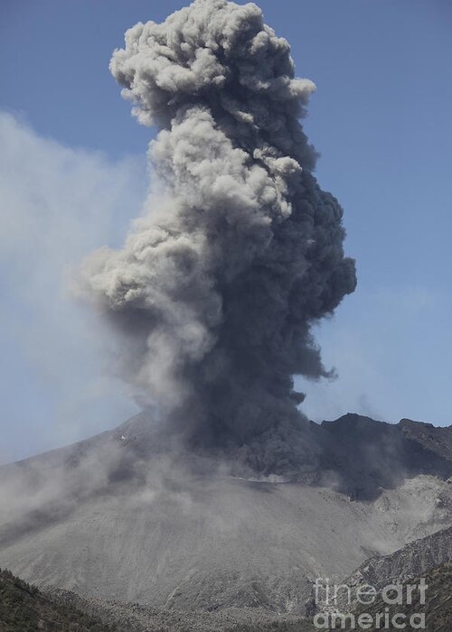 Catastrophe Greeting Card featuring the photograph Ash Cloud Eruption From Sakurajima by Richard Roscoe