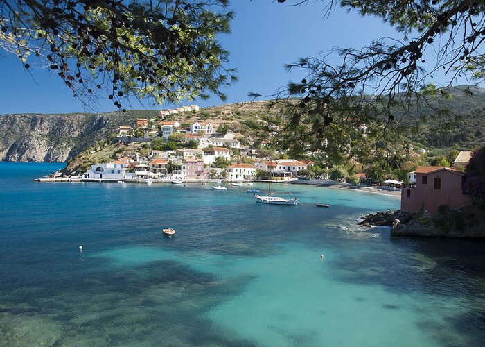 Assos Harbor In Greece Greeting Card featuring the photograph Assos in Kefalonia by Rob Hemphill