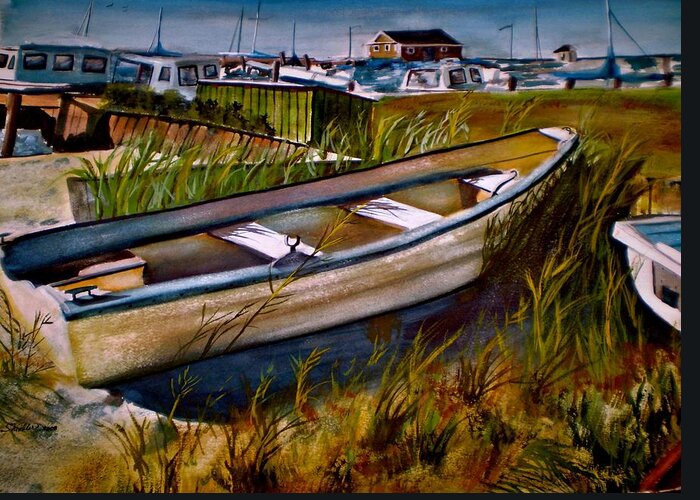 Boats Greeting Card featuring the painting August Afternoon by Susan Elise Shiebler