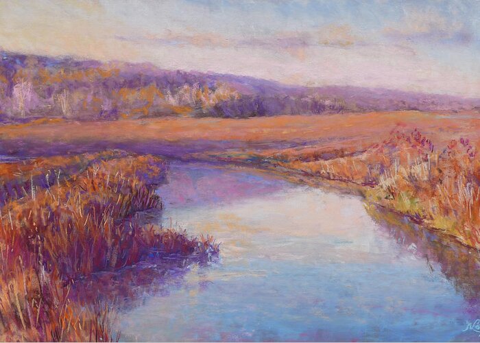 Nature Greeting Card featuring the painting Autumn Marshland by Michael Camp