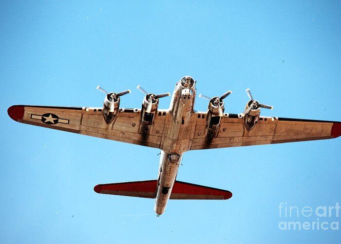 B17 Greeting Card featuring the photograph B-17 Bomber - Technicolor by Thanh Tran