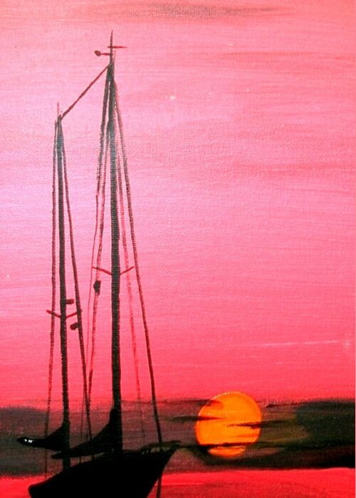Sail Boat Greeting Card featuring the painting Badboat by Robert Francis