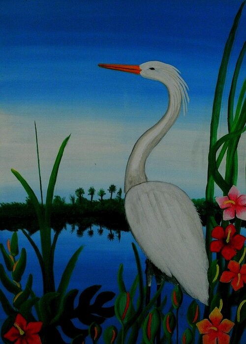 Birds Greeting Card featuring the painting Badswan Bird Type Thing by Robert Francis