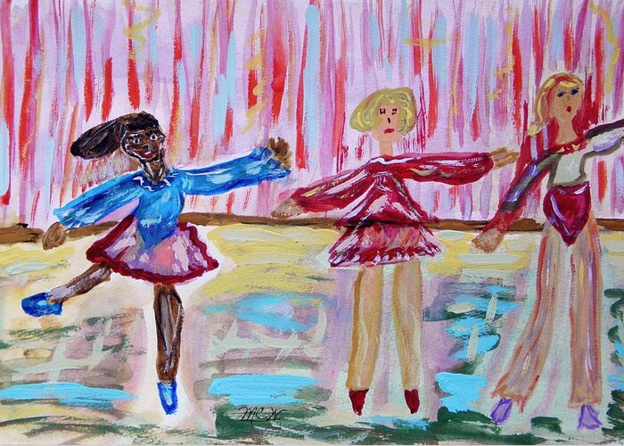 Ballet Greeting Card featuring the painting Ballerina Class by Mary Carol Williams