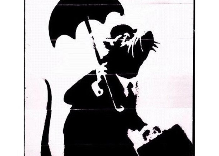 Stencil Greeting Card featuring the photograph #banksy #graffiti #rodent #rat by A Rey